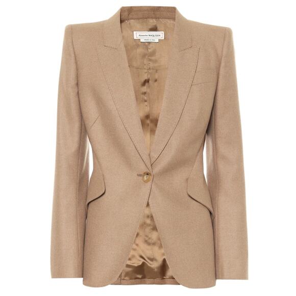 Alexander McQueen Jackets & Blazers - Alexander McQueen $2,450 Camel Hair Peplum Blazer Size XS 38 IT 0-2 US